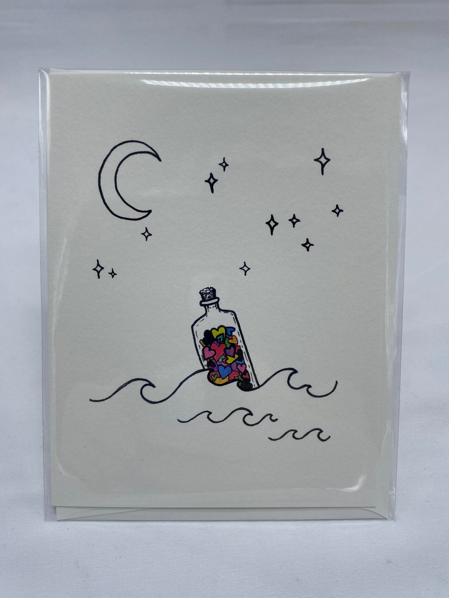 notecard - Hearts in a Bottle