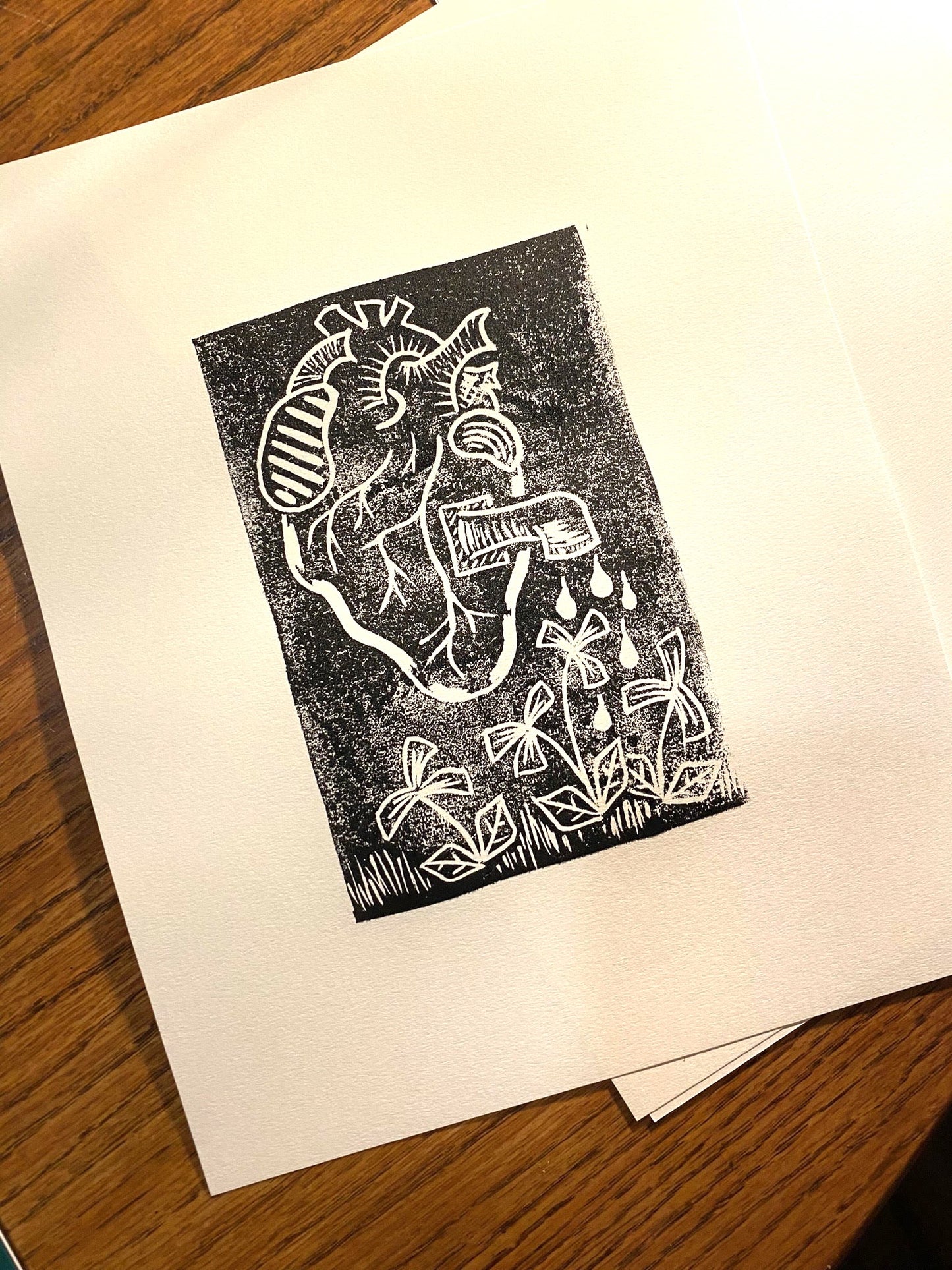 original block print - Pouring Heart