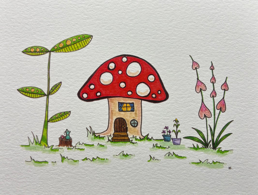 notecard - mushroom house