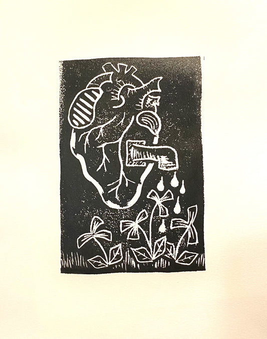 original block print - Pouring Heart